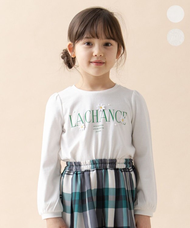 ANY KIDS ロゴ入り 長袖 Ｔシャツ オフホワイト