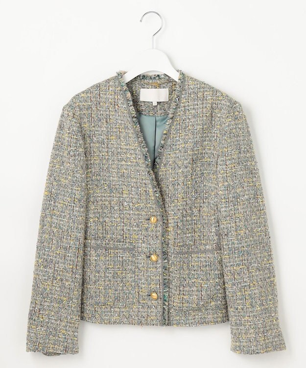 自由区 ラメノットファンシーツイード ジャケット ブルーグレー系