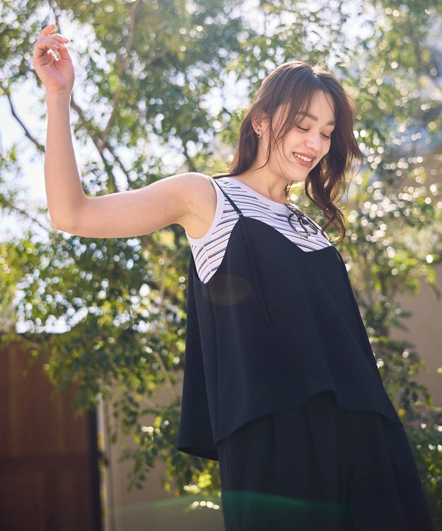 ANY テレコラウンドヘムタンクトップ ブルーベース