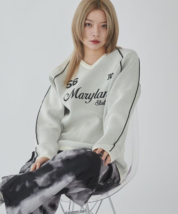 WEGO 【ユニセックス着用ITEM】ゲームロゴメッシュジャガードプルオーバー オフホワイト