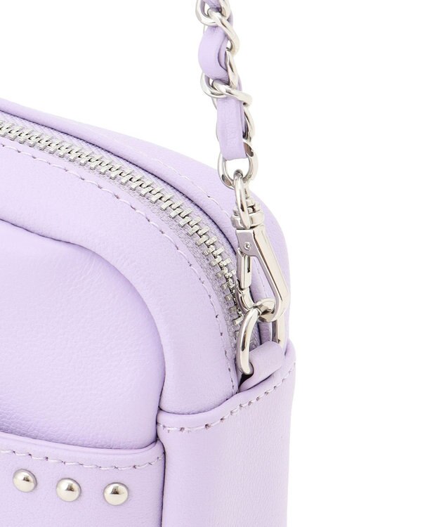 23区 レザー スタッズ ショルダーバッグ ライラック系