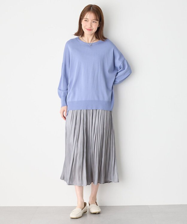 ANY L ゆるチュニックニット サックス