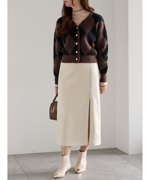 Te chichi スエードサイドZIPスカート オフホワイト