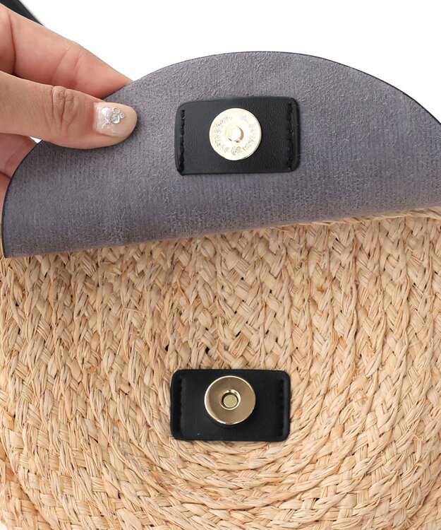 Tiaclasse ラフィアショルダーバッグ ブラック