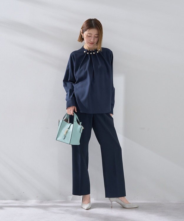 YECCA VECCA サイドベルテッドハイウエストパンツ Navy