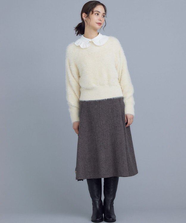 組曲 ナイロンファー ニット アイボリー系