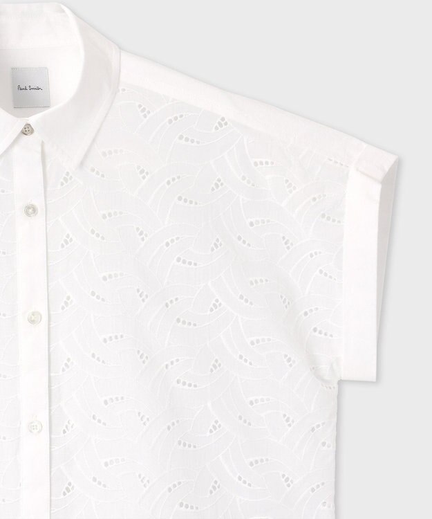 Paul Smith 【洗える】コットンレース 半袖シャツ ホワイト