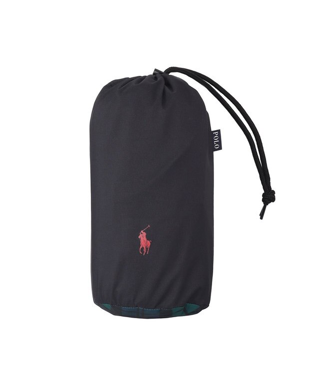 MOONBAT POLO RALPH LAUREN レインポンチョ 透湿撥水 無地×チェック 75デニール 収納袋付 ブラック