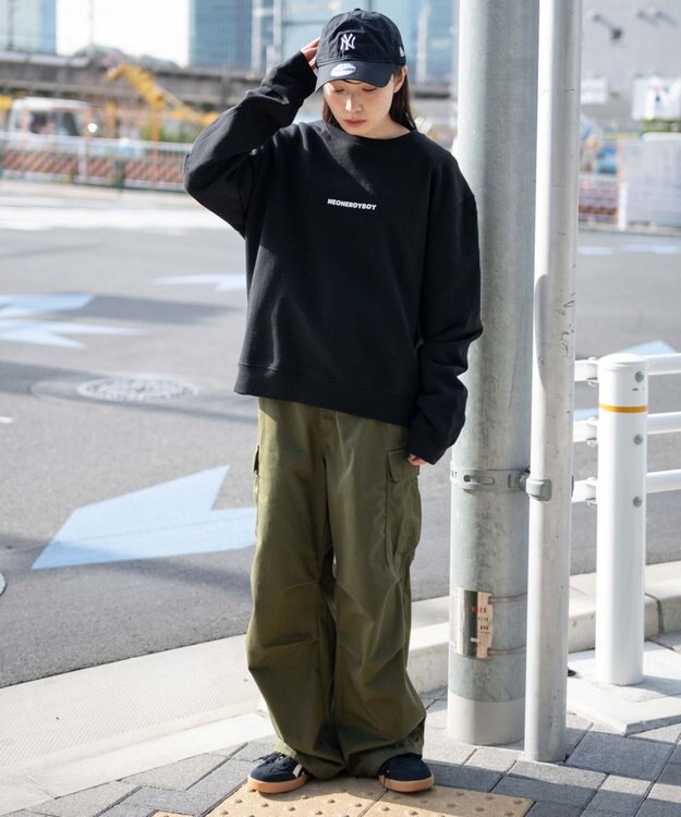 WEGO 【ユニセックス着用ITEM】THEBOYエルボーパッチクルーネックPO ブラック