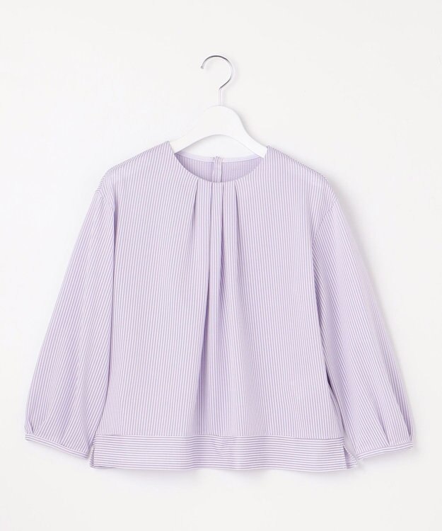 J.PRESS LADIES S 【WEB限定カラーあり】ストライプジャカード フロントタック カットソー ラベンダー系1