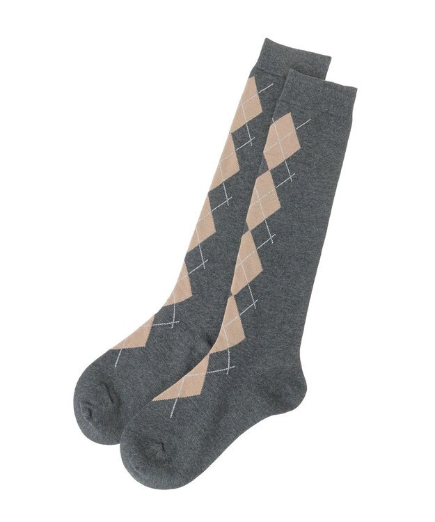 earth music&ecology アーガイルソックス Charcoal Gray