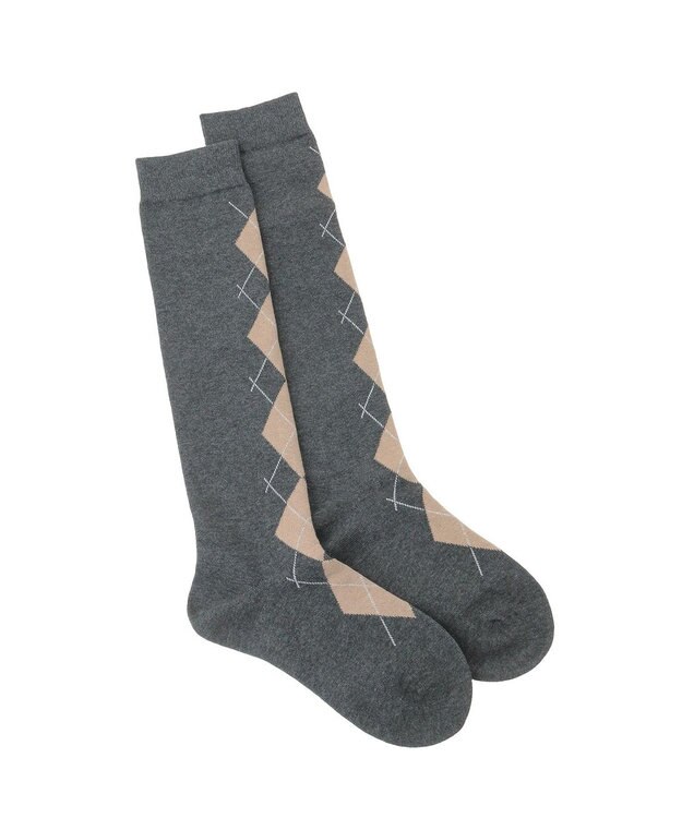 earth music&ecology アーガイルソックス Charcoal Gray