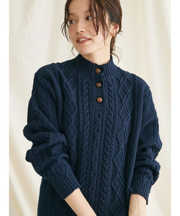CRAFT STANDARD BOUTIQUE リサイクルポリエステルヘンリーネックプルオーバー Navy