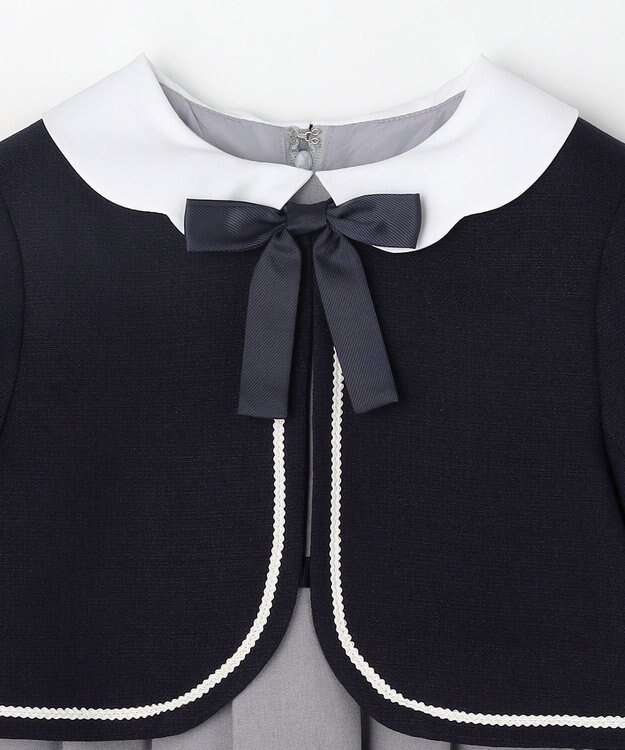 ANY KIDS 【2点セット】ノーカラー ボレロジャケット+襟付き ワンピース グレー