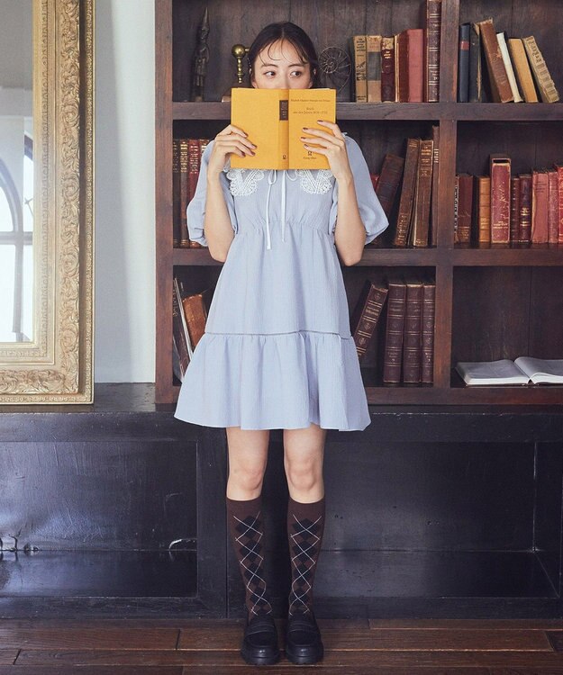 earth music&ecology アーガイルソックス Brown