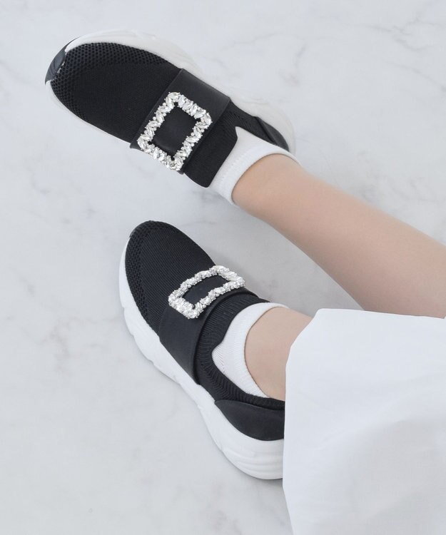 Bridget Birkin 【Bridget Birkin】ビジューバックルニットスニーカー ブラック