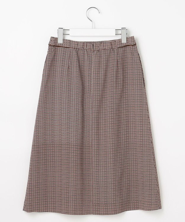 J.PRESS LADIES デシンハウンドトゥースプリント スカート ブラウン系