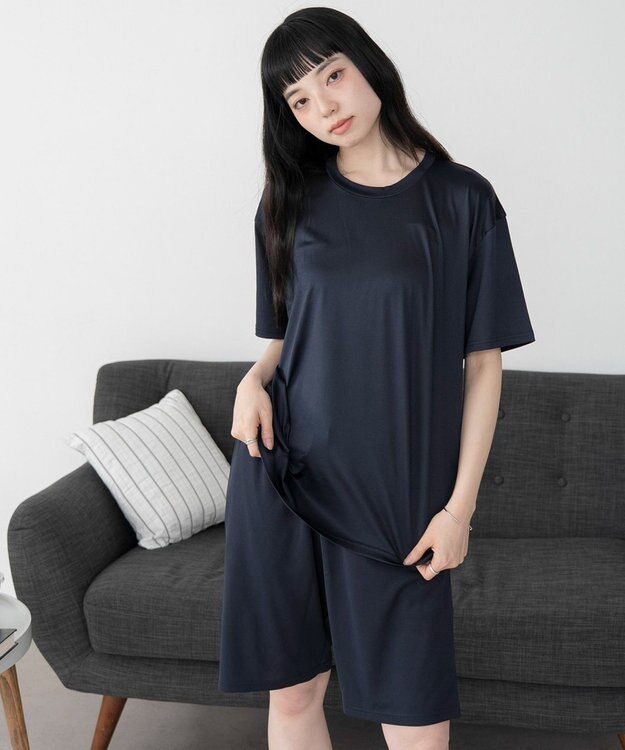 WEGO 【ユニセックス着用ITEM/MLサイズ展開】接触冷感セットアップウェア ネイビー