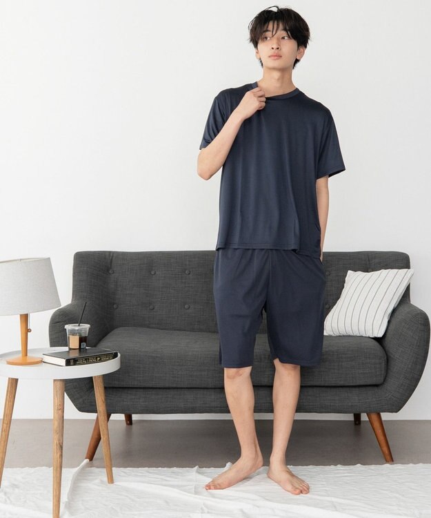 WEGO 【ユニセックス着用ITEM/MLサイズ展開】接触冷感セットアップウェア ネイビー