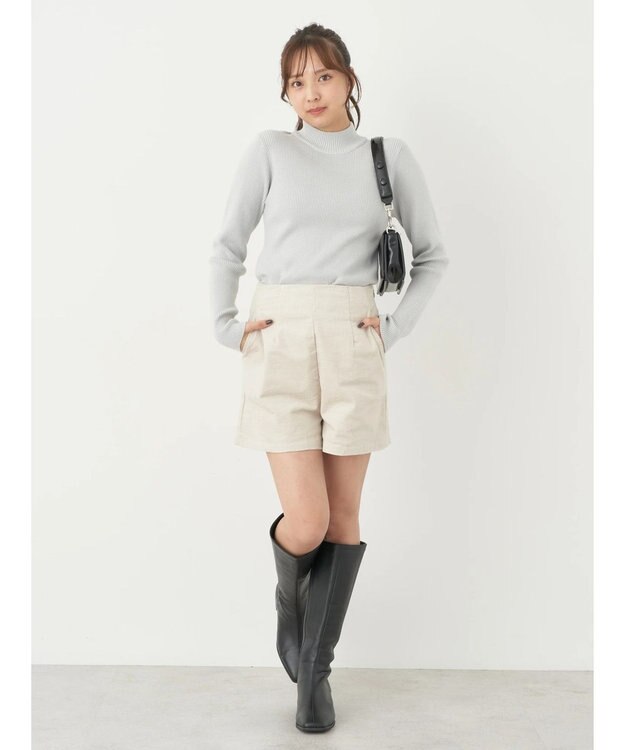 earth music&ecology やわらかタッチハイネックリブプルオーバー Ice Gray