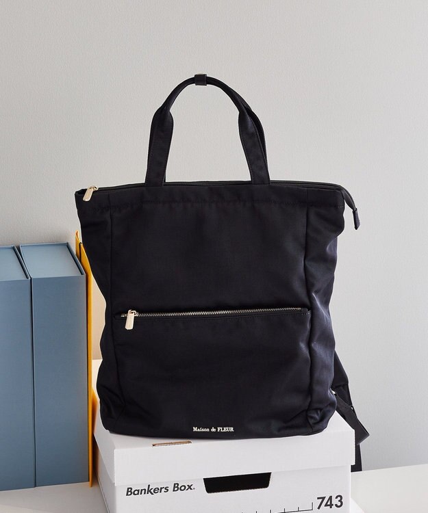 Maison de FLEUR 撥水加工2Wayトートリュック Black