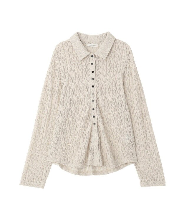 Green Parks 衿付きレースカットプルオーバー Light Gray