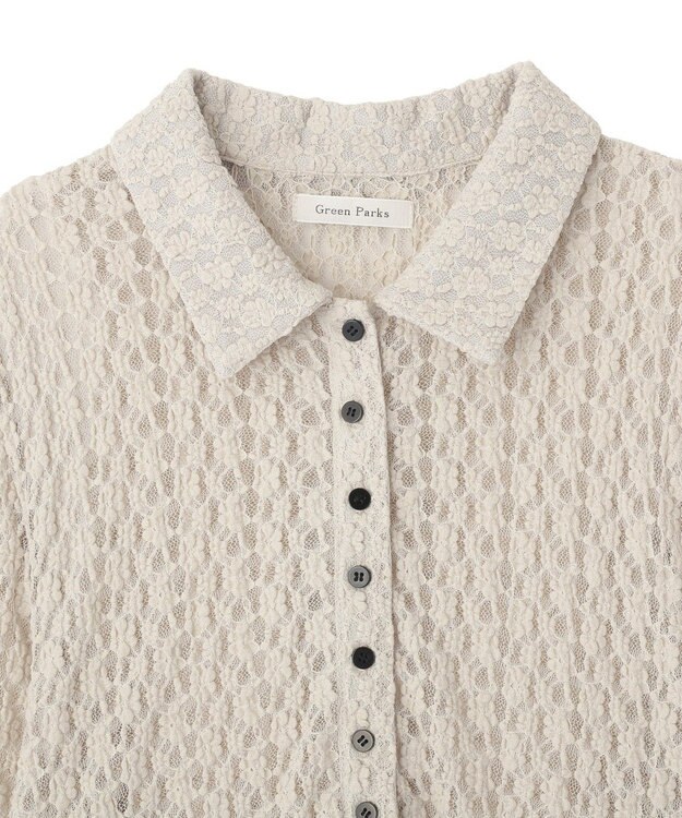 Green Parks 衿付きレースカットプルオーバー Light Gray
