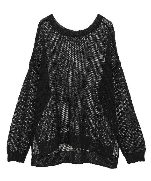 YECCA VECCA スラブメッシュルーズニット Black