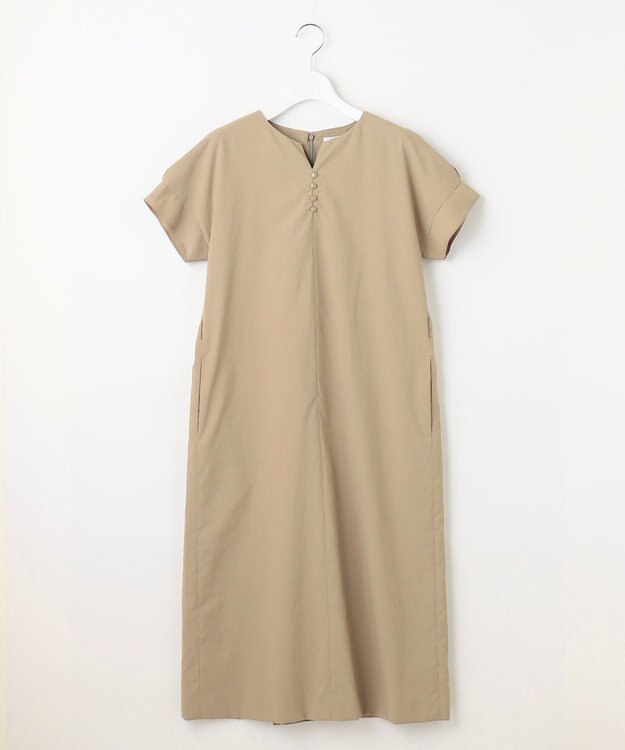 J.PRESS LADIES S 【洗える・イージーケア】ソフトタイプライター フレンチスリーブ ワンピース ベージュ系