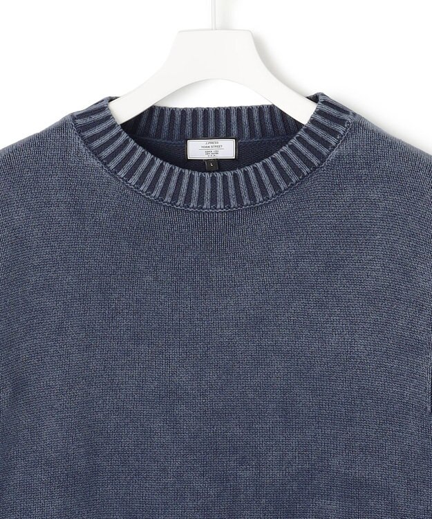 J.PRESS YORK STREET 【UNISEX】ピグメントコットン ガンジーニット ネイビー系