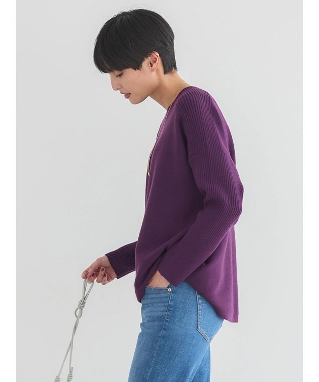 AMERICAN HOLIC バイパチ袖リブラグランニットプルオーバー Purple