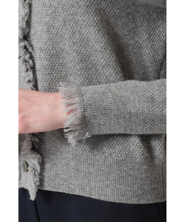 DAKS フリンジデザイン カーディガン チャコールグレー