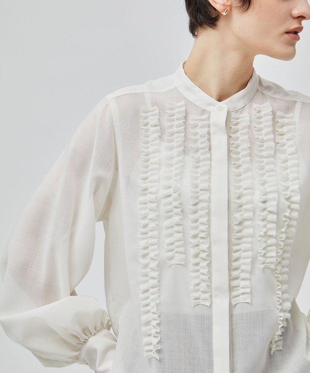 BEIGE， 【洗える・WEB限定】MOYE / フリルブラウス Ecru