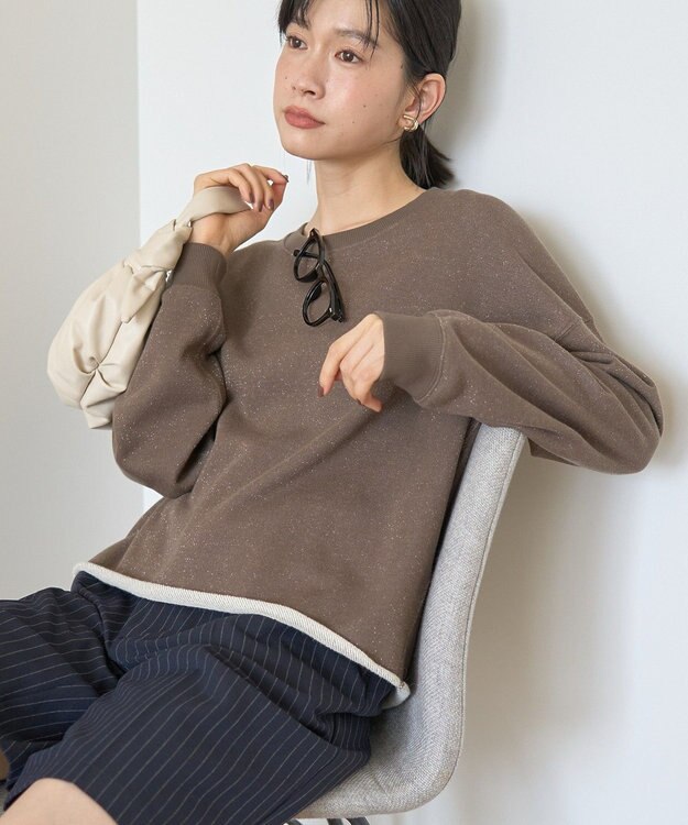 AMERICAN HOLIC ラメ裏毛スウェットプルオーバー Mocha