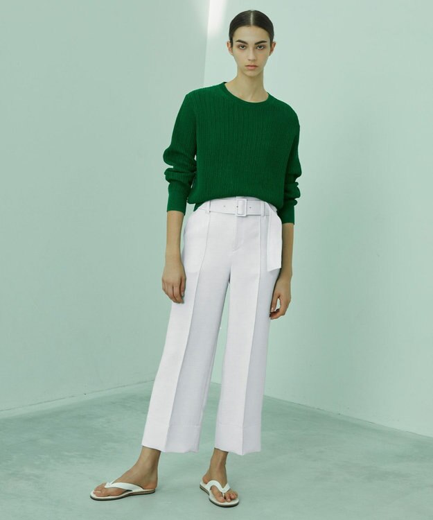 BEIGE， 【S-size】GARDENIA / クルーネックニット Pine Green