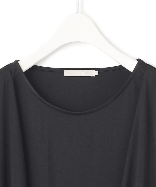 ICB L 【洗える】 PlaXフィラメントジャージー ドレープカットソー ブラック系