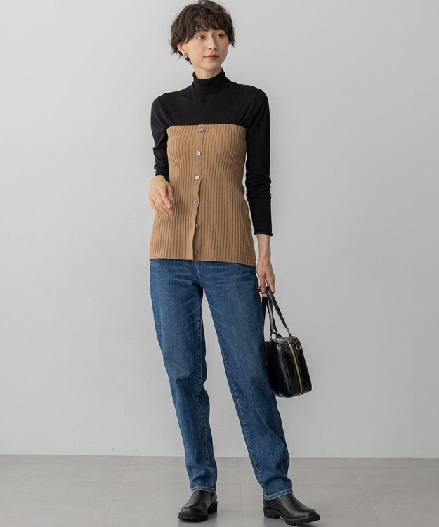 23区 S 【CLASSY.掲載/洗える】スムージーコットン タートルネック ニット ブラック系