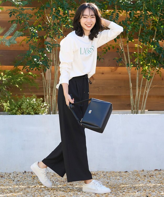 ANY 【UVケア】アソートロゴプリント ロングスリーブTシャツ オフ×グリーンロゴ