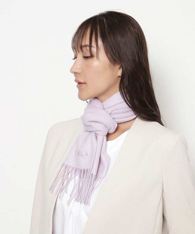 MOONBAT FURLA(フルラ）カシミヤ100％ 無地 プチマフラー ライトパープル