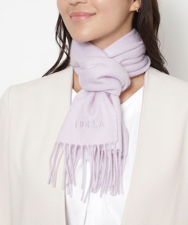 MOONBAT FURLA(フルラ）カシミヤ100％ 無地 プチマフラー ライトパープル