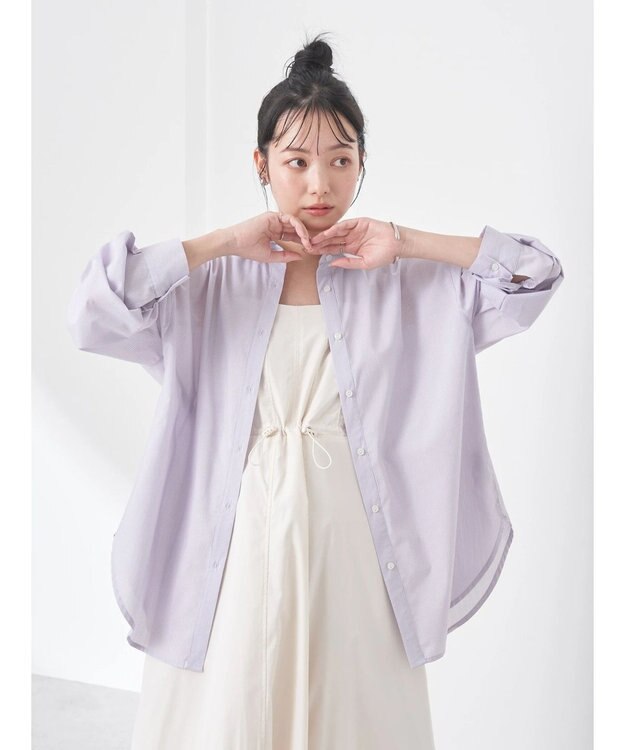 earth music&ecology ＴＲキュプラレギュラーシャツ Lavender