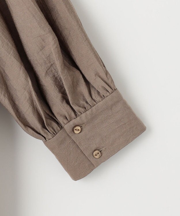 Feroux 【洗える】リボンタイパフスリーブ ブラウス ダークブラウン系