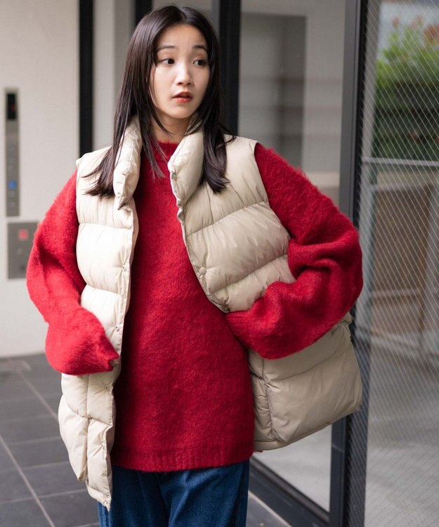 WEGO カラーナイロンパテッドベスト ベージュ