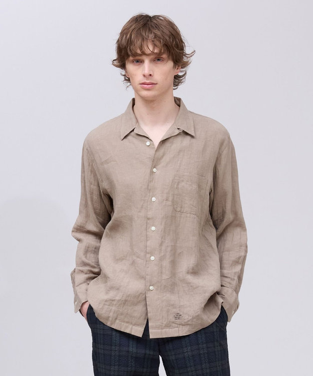J.PRESS MEN 【LIBECO】リネンオープンカラー シャツ ベージュ系