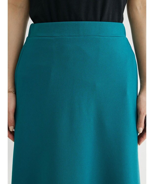 Green Parks カットジョーゼット裾フレアスカート Blue Green