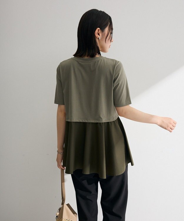 Green Parks 異素材ドッキングペプラムプルオーバー Khaki