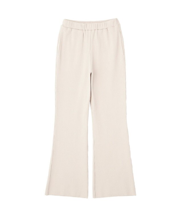 earth music&ecology セルフカットリブフレアパンツ Light Beige