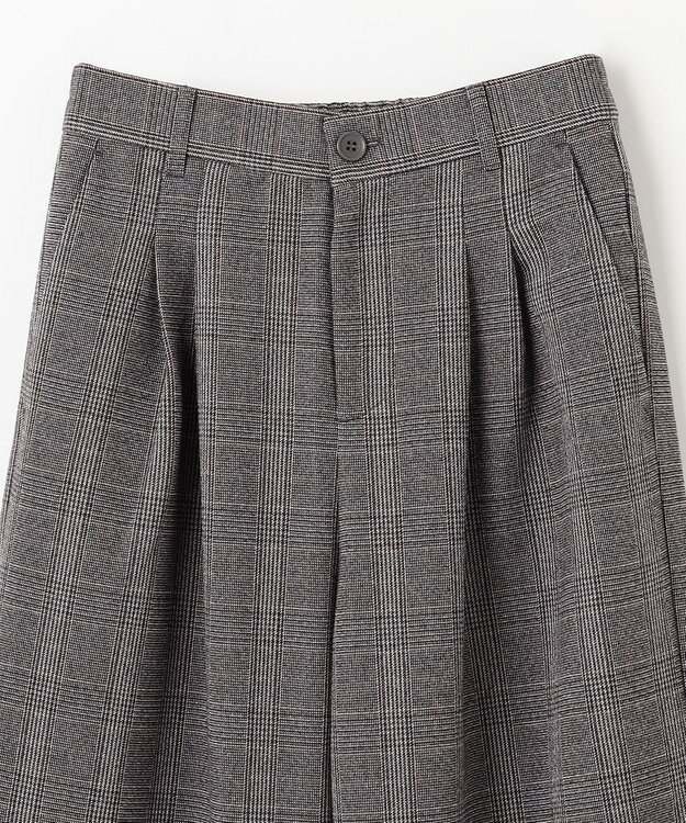 ANY 【洗濯機可/ウエストゴム】ウーリッシュ２タックワイドパンツ グレンチェック