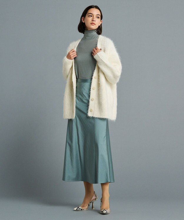 uncrave 【洗える】サテン フレアスカート（uncrave STANDARD） アッシュブルー