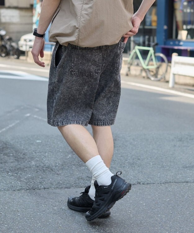 WEGO 【ウエストゴム/SMLサイズ展開】イージーコットンショーツ デニムブラックソノタ